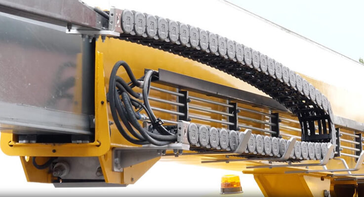 Plastic-steel energy chains reduce machine weight